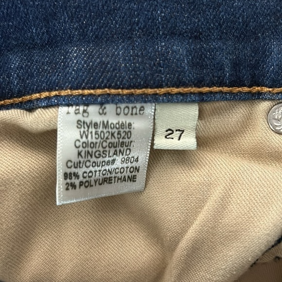 Rag & Bone women’s Skinny jeans. Size 27, dark blue wash. Great condition. - Picture 9 of 11